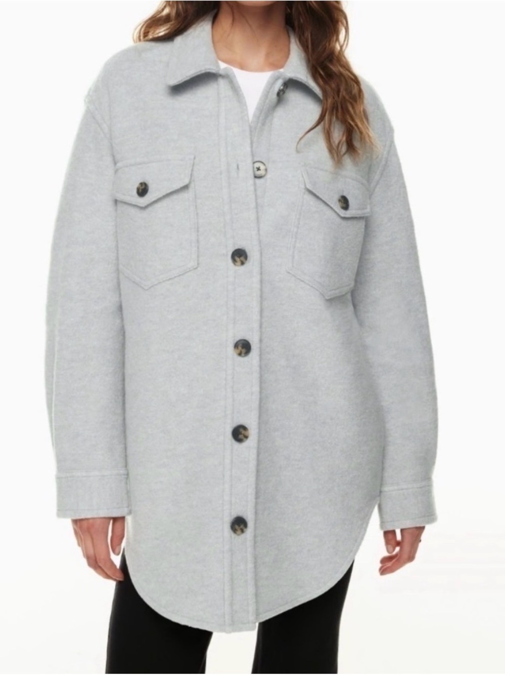 Aritzia - Wilfred Free, Womens Light Gray Button-Front Shacket